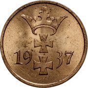 Poland 1 Pfennig (Danzig Coin) KM# 140 19 37 coin reverse Poland 1 Pfennig (Danzig Coin) KM# 140 19 37 coin reverse