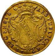 Italy 1 Scudo (1 Demi Doppia) RESPUBLICA LUCENSIS 1749 coin obverse Italy 1 Scudo (1 Demi Doppia) RESPUBLICA LUCENSIS 1749 coin obverse