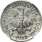 Poland 1 Zloty (Ears. Trial Strike) KM# Pr38 POLSKA RZECZPOSPOLITA LUDOWA 1958 coin obverse Poland 1 Zloty (Ears. Trial Strike) KM# Pr38 POLSKA RZECZPOSPOLITA LUDOWA 1958 coin obverse