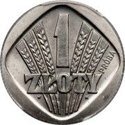 Poland 1 Zloty (Ears. Trial Strike) KM# Pr39 1 ZŁOTY PRÓBA W K coin reverse Poland 1 Zloty (Ears. Trial Strike) KM# Pr39 1 ZŁOTY PRÓBA W K coin reverse