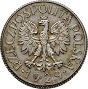 Poland 1 Zloty (Frame. Trial Strike) RZECZPOSPOLITA POLSKA 1929 coin obverse Poland 1 Zloty (Frame. Trial Strike) RZECZPOSPOLITA POLSKA 1929 coin obverse