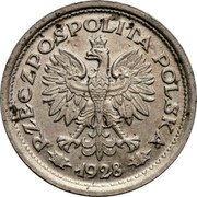 Poland 1 Zloty (Oak Leaves. Trial Strike Without Proba) RZECZPOSPOLITA POLSKA 1928 coin obverse Poland 1 Zloty (Oak Leaves. Trial Strike Without Proba) RZECZPOSPOLITA POLSKA 1928 coin obverse