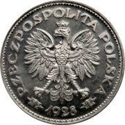 Poland 1 Zloty Pattern Coin 1928 KM# Pn299 RZECZPOSPOLITA POLSKA 1928 coin obverse Poland 1 Zloty Pattern Coin 1928 KM# Pn299 RZECZPOSPOLITA POLSKA 1928 coin obverse