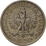 Poland 1 Zloty Pattern Coin 1929 KM# PrA1 RZECZPOSPOLITA POLSKA 1929 coin obverse Poland 1 Zloty Pattern Coin 1929 KM# PrA1 RZECZPOSPOLITA POLSKA 1929 coin obverse