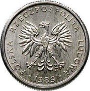 Poland 1 Zloty Trial Strike 1989 MW Próba POLSKA RZECZPOSPOLITA LUDOWA MW 1989 coin obverse