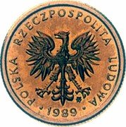 Poland 1 Zloty Trial Strike 1989 MW Próba POLSKA RZECZPOSPOLITA LUDOWA MW 1989 coin obverse Poland 1 Zloty Trial Strike 1989 MW Próba POLSKA RZECZPOSPOLITA LUDOWA MW 1989 coin obverse
