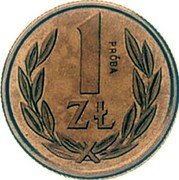 Poland 1 Zloty Trial Strike 1989 MW Próba 1 ZŁ PRÓBA coin reverse Poland 1 Zloty Trial Strike 1989 MW Próba 1 ZŁ PRÓBA coin reverse