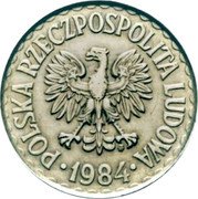 Poland 1 Zloty (Trial Strike) POLSKA RZECZPOSPOLITA LUDOWA MW 1984 coin obverse Poland 1 Zloty (Trial Strike) POLSKA RZECZPOSPOLITA LUDOWA MW 1984 coin obverse