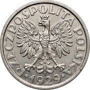 Poland 1 Zloty (Trial Strike. Without Proba) RZECZPOSPOLITA POLSKA 1929 coin obverse Poland 1 Zloty (Trial Strike. Without Proba) RZECZPOSPOLITA POLSKA 1929 coin obverse
