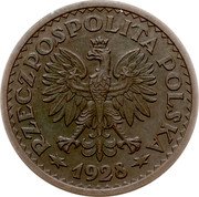 Poland 1 Zloty (Wreath. Trial Strike) RZECZPOSPOLITA POLSKA 1928 coin obverse Poland 1 Zloty (Wreath. Trial Strike) RZECZPOSPOLITA POLSKA 1928 coin obverse
