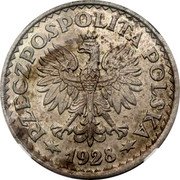 Poland 1 Zloty (Wreath. Trial Strike) RZECZPOSPOLITA POLSKA 1928 coin obverse Poland 1 Zloty (Wreath. Trial Strike) RZECZPOSPOLITA POLSKA 1928 coin obverse