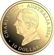 Australia 10 Dollars Charles III. Australia in Space. 2024 C Proof CHARLES III AUSTRALIA 2024 10 DOLLARS DT coin obverse Australia 10 Dollars Charles III. Australia in Space. 2024 C Proof CHARLES III AUSTRALIA 2024 10 DOLLARS DT coin obverse