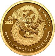 Canada 10 Dollars (Lucky Dragon) SN 2023 CANADA 9999 FINE GOLD 1/4 OZ OR PUR 9999 coin reverse Canada 10 Dollars (Lucky Dragon) SN 2023 CANADA 9999 FINE GOLD 1/4 OZ OR PUR 9999 coin reverse