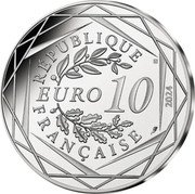 France 10 Euro (XXXIII Summer Olympic Games. Paris 2024. Mascot Phryge. Notre-Dame de Paris) EURO 10 REPUBLIQUE FRANCAISE 2024 coin obverse