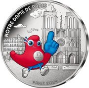 France 10 Euro (XXXIII Summer Olympic Games. Paris 2024. Mascot Phryge. Notre-Dame de Paris) NOTRE-DAME DE PARIS PARIS 2024 coin reverse