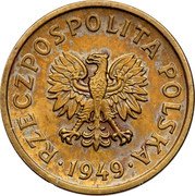 Poland 10 Groszy (Circulation Coin Trial Strike) KM# Pr11 RZECZPOSPOLITA POLSKA 1949 coin obverse Poland 10 Groszy (Circulation Coin Trial Strike) KM# Pr11 RZECZPOSPOLITA POLSKA 1949 coin obverse