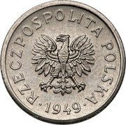 Poland 10 Groszy (Circulation Coin Trial Strike) KM# Pr12 RZECZPOSPOLITA POLSKA 1949 coin obverse Poland 10 Groszy (Circulation Coin Trial Strike) KM# Pr12 RZECZPOSPOLITA POLSKA 1949 coin obverse