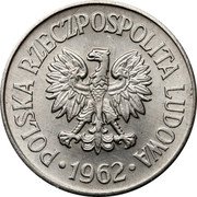 Poland 10 Groszy (Circulation Coin Trial Strike) KM# Pr90 POLSKA RZECZPOSPOLITA LUDOWA 1962 coin obverse Poland 10 Groszy (Circulation Coin Trial Strike) KM# Pr90 POLSKA RZECZPOSPOLITA LUDOWA 1962 coin obverse