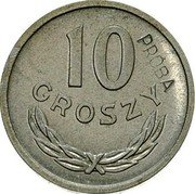 Poland 10 Groszy Circulation Proba Coin 1949 KM# Pr10 10 GROSZY PRÓBA coin reverse Poland 10 Groszy Circulation Proba Coin 1949 KM# Pr10 10 GROSZY PRÓBA coin reverse