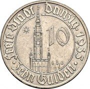 Poland 10 Gulden (Free City of Danzig) KM# 159 10 FREIE STADT DANZIG ZEHN GULDEN coin obverse Poland 10 Gulden (Free City of Danzig) KM# 159 10 FREIE STADT DANZIG ZEHN GULDEN coin obverse