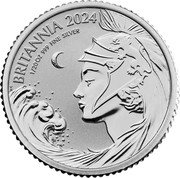 UK 10 Pence (Britannia and ocean wave. Reverse frosted) H BRITANNIA 2024 1/20 OZ 999 FINE SILVER coin reverse UK 10 Pence (Britannia and ocean wave. Reverse frosted) H BRITANNIA 2024 1/20 OZ 999 FINE SILVER coin reverse