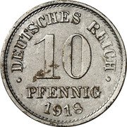 Poland 10 Pfennig (Pattern Coin) 10 PFENNIG 1918 DEUTSCHES REICH coin reverse Poland 10 Pfennig (Pattern Coin) 10 PFENNIG 1918 DEUTSCHES REICH coin reverse