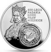 Poland 10 Zlotych 600th Anniversary of the Granting of Lodz Town Rights 2023 Proof 600 LECIE NADANIA ŁODZI PRAW MIEJSKICH coin reverse Poland 10 Zlotych 600th Anniversary of the Granting of Lodz Town Rights 2023 Proof 600 LECIE NADANIA ŁODZI PRAW MIEJSKICH coin reverse