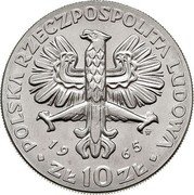 Poland 10 Zlotych 700th Anniversary of Warsaw. Trial Strike 1965 MW KM# Pr128 POLSKA RZECZPOSPOLITA LUDOWA MW 19 65 ZŁ 10 ZŁ coin obverse Poland 10 Zlotych 700th Anniversary of Warsaw. Trial Strike 1965 MW KM# Pr128 POLSKA RZECZPOSPOLITA LUDOWA MW 19 65 ZŁ 10 ZŁ coin obverse
