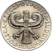 Poland 10 Zlotych (700th Anniversary of Warsaw. Trial Strike) KM# Pr141 POLSKA RZECZPOSPOLITA LUDOWA 1966 MW coin obverse