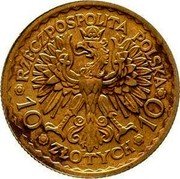 Poland 10 Zlotych Boleslaus I the Brave. Trial Strike 1925  RZECZPOSPOLITA POLSKA 10 ZŁOTYCH 10 coin obverse Poland 10 Zlotych Boleslaus I the Brave. Trial Strike 1925  RZECZPOSPOLITA POLSKA 10 ZŁOTYCH 10 coin obverse