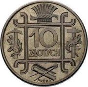 Poland 10 Zlotych (Brackets. Proba) 10 ZŁOTYCH PRÓBA coin reverse Poland 10 Zlotych (Brackets. Proba) 10 ZŁOTYCH PRÓBA coin reverse