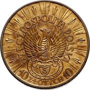 Poland 10 Zlotych (Jozef Pilsudski.Eagle shooting. Proba) RZECZPOSPOLITA POLSKA S 10 ZŁOTYCH 10 coin obverse Poland 10 Zlotych (Jozef Pilsudski.Eagle shooting. Proba) RZECZPOSPOLITA POLSKA S 10 ZŁOTYCH 10 coin obverse