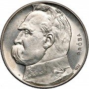 Poland 10 Zlotych Jozef Pilsudski. Shooter eagle. Trial Strike 1934  PRÓBA 1934 JTT coin reverse Poland 10 Zlotych Jozef Pilsudski. Shooter eagle. Trial Strike 1934  PRÓBA 1934 JTT coin reverse