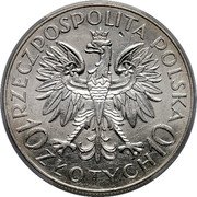 Poland 10 Zlotych (Romuald Traugutt. Trial Strike) RZECZPOSPOLITA POLSKA 10 ZŁOTYCH 10 coin obverse