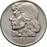 Poland 10 Zlotych Tadeusz Kosciuszko. Trial Strike 1960  Próba PRÓBA ZŁ 10 ZŁ coin reverse Poland 10 Zlotych Tadeusz Kosciuszko. Trial Strike 1960  Próba PRÓBA ZŁ 10 ZŁ coin reverse