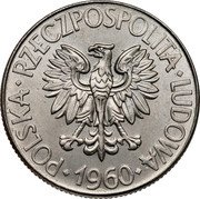 Poland 10 Zlotych (Tadeusz Kosciuszko. Trial Strike) KM# Pr69 POLSKA RZECZPOSPOLITA LUDOWA 1960 coin obverse Poland 10 Zlotych (Tadeusz Kosciuszko. Trial Strike) KM# Pr69 POLSKA RZECZPOSPOLITA LUDOWA 1960 coin obverse