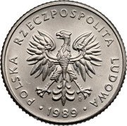 Poland 10 Zlotych Trial strike 1989 MW Próba POLSKA RZECZPOSPOLITA LUDOWA MW 1989 coin obverse Poland 10 Zlotych Trial strike 1989 MW Próba POLSKA RZECZPOSPOLITA LUDOWA MW 1989 coin obverse
