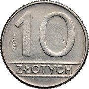 Poland 10 Zlotych Trial strike 1989 MW Próba 10 ZŁOTYCH PRÓBA coin reverse Poland 10 Zlotych Trial strike 1989 MW Próba 10 ZŁOTYCH PRÓBA coin reverse