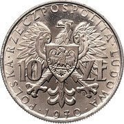 Poland 10 Zlotych (Trial Strike) KM# Pr180 POLSKA RZECZPOSPOLITA LUDOWA 10 ZŁ MW 1970 coin obverse Poland 10 Zlotych (Trial Strike) KM# Pr180 POLSKA RZECZPOSPOLITA LUDOWA 10 ZŁ MW 1970 coin obverse