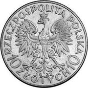 Poland 10 Zlotych (Woman's Head.) RZECZPOSPOLITA POLSKA 10 ZŁOTYCH 10 19 32 coin obverse Poland 10 Zlotych (Woman's Head.) RZECZPOSPOLITA POLSKA 10 ZŁOTYCH 10 19 32 coin obverse
