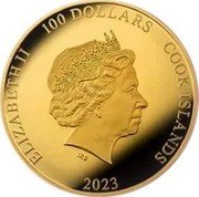 Cook Islands 100 Dollars (Charles III Imperial Pearl Wedding) ELIZABETH II 100 DOLLARS COOK ISLANDS IRB 2023 coin obverse