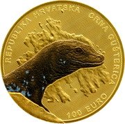 Croatia 100 Euro Black Lizard. Coloured 2024  BU REPUBLIKA HRVATSKA 100 EURO CRNA GUŠTERICA coin obverse Croatia 100 Euro Black Lizard. Coloured 2024  BU REPUBLIKA HRVATSKA 100 EURO CRNA GUŠTERICA coin obverse