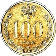Poland 100 Marks (Jozef Pilsudski. Trial Strike) KM# Pn239 100 1922 coin obverse Poland 100 Marks (Jozef Pilsudski. Trial Strike) KM# Pn239 100 1922 coin obverse