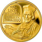 Poland 100 Zlotych 500th Anniversary of Proclamation of the Jan Laski's Statute 2006 MW Proof 500- LECIE WYDANIA STATUTU ŁASKIEGO coin reverse Poland 100 Zlotych 500th Anniversary of Proclamation of the Jan Laski's Statute 2006 MW Proof 500- LECIE WYDANIA STATUTU ŁASKIEGO coin reverse