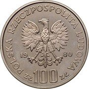 Poland 100 Zlotych Dar Pomorza. Trial Strike 1980 MW Proof KM# Pr392 POLSKA RZECZPOSPOLITA LUDOWA 19 80 MW ZŁ 100 ZŁ coin obverse Poland 100 Zlotych Dar Pomorza. Trial Strike 1980 MW Proof KM# Pr392 POLSKA RZECZPOSPOLITA LUDOWA 19 80 MW ZŁ 100 ZŁ coin obverse
