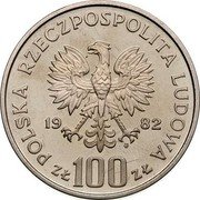 Poland 100 Zlotych Environment Protection. White Stork. Trial Strike 1982 MW Proof KM# Pr466 POLSKA RZECZPOSPOLITA LUDOWA 19 82 MW ZŁ 100 ZŁ coin obverse Poland 100 Zlotych Environment Protection. White Stork. Trial Strike 1982 MW Proof KM# Pr466 POLSKA RZECZPOSPOLITA LUDOWA 19 82 MW ZŁ 100 ZŁ coin obverse