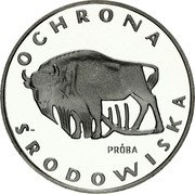 Poland 100 Zlotych Environmental Protection. Buffalo. Trial Strike 1977 MW Proof KM# Pr311 OCHRONA ŚRODOWISKA PRÓBA coin reverse