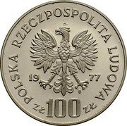 Poland 100 Zlotych Environmental Protection. Fish. Trial Strike 1977 MW Proof KM# Pr305 POLSKA RZECZPOSPOLITA LUDOWA 19 77 MW ZŁ 100 ZŁ coin obverse