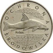 Poland 100 Zlotych Environmental Protection. Fish. Trial Strike 1977 MW Proof KM# Pr305 OCHRONA ŚRODOWISKA PRÓBA coin reverse