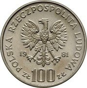 Poland 100 Zlotych General Wladyslaw Sikorski. Trial Strike 1981 MW KM# Pr439 POLSKA RZECZPOSPOLITA LUDOWA 19 81 MW ZŁ 100 ZŁ coin obverse Poland 100 Zlotych General Wladyslaw Sikorski. Trial Strike 1981 MW KM# Pr439 POLSKA RZECZPOSPOLITA LUDOWA 19 81 MW ZŁ 100 ZŁ coin obverse